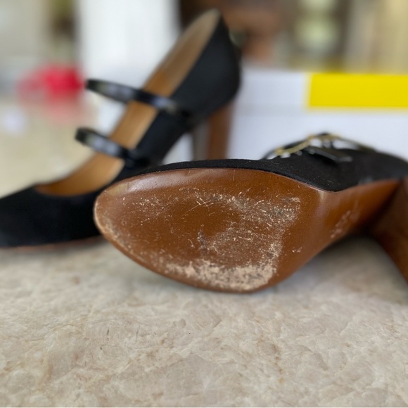 Bettye Muller black satin Mary-Jane heels, Size 36.5 - Picture 10 of 11